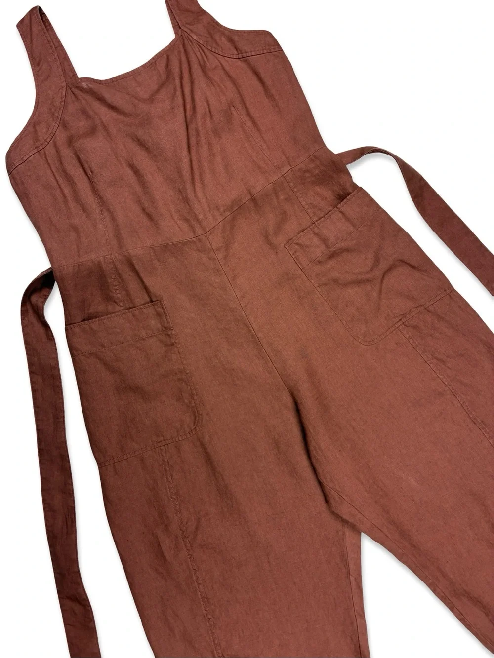 Everlane Brown Linen Utility Coveralls